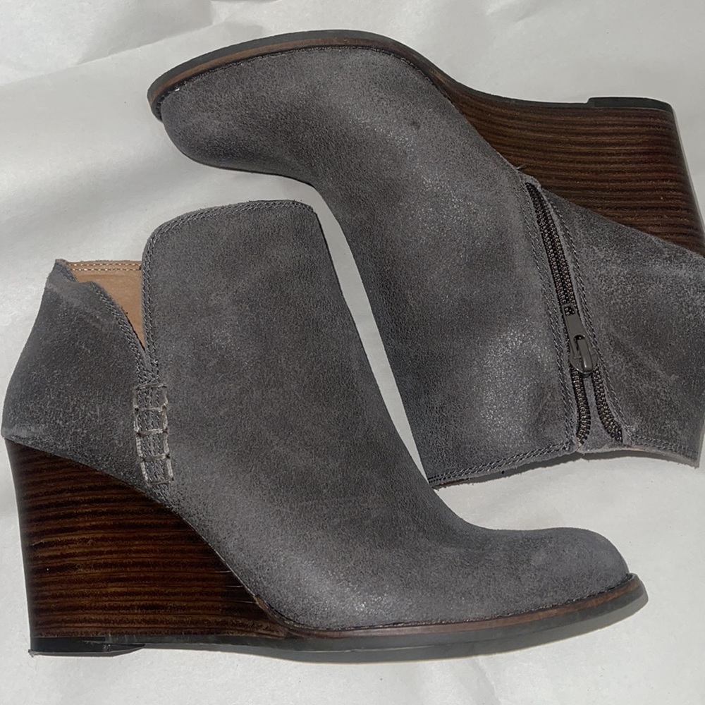 Lucky Brand Wedge Leather Upper Ankle Boots